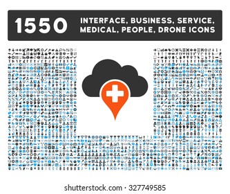 Medical Cloud and other web interface, business tools, people poses, medical service vector icons. Style is flat symbols, bicolored, rounded angles, white background.