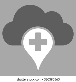 Medical Cloud vector icon. Style is bicolor flat symbol, dark gray and white colors, rounded angles, silver background.