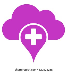 Medical Cloud vector icon. Style is flat symbol, violet color, rounded angles, white background.