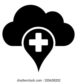 Medical Cloud vector icon. Style is flat symbol, black color, rounded angles, white background.