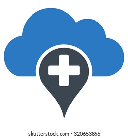 Medical Cloud vector icon. Style is bicolor flat symbol, smooth blue colors, rounded angles, white background.