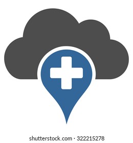 Medical Cloud vector icon. Style is bicolor flat symbol, cobalt and gray colors, rounded angles, white background.