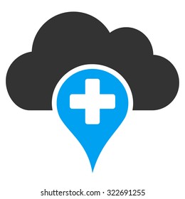 Medical Cloud vector icon. Style is bicolor flat symbol, blue and gray colors, rounded angles, white background.
