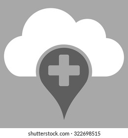 Medical Cloud vector icon. Style is bicolor flat symbol, dark gray and white colors, rounded angles, silver background.