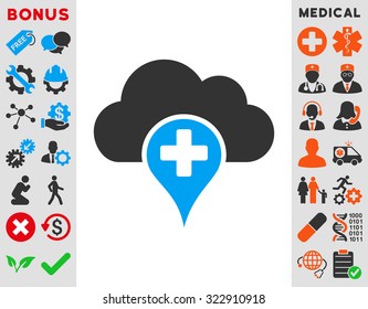 Medical Cloud vector icon. Style is bicolor flat symbol, blue and gray colors, rounded angles, white background.