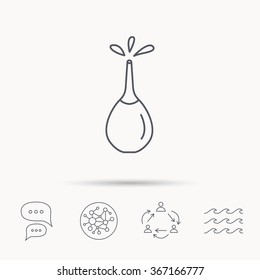 Medical clyster icon. Enema with water drops sign. Global connect network, ocean wave and chat dialog icons. Teamwork symbol.