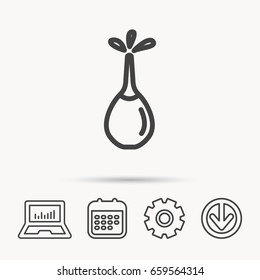 Medical clyster icon. Enema with water drops sign. Notebook, Calendar and Cogwheel signs. Download arrow web icon. Vector
