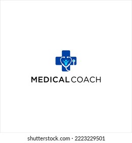 logotipo de entrenador médico con vectores de médico estetoscopio