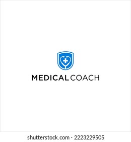 logotipo de entrenador médico con vectores de médico estetoscopio