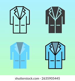 Medical coats in outlined and filled styles, representing professional healthcare workers, ideal for clinic visuals, profile pages, or health campaigns.