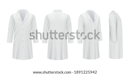 Medical coats. White templates professional doctor clothes specialists uniform decent vector mockup Сток-фото © 