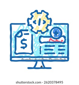 Vector de dibujo de icono de doodle de facturación de codificación médica. Muestra de facturación de codificación médica. Ilustración de símbolo aislado