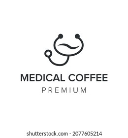 medical coffee logo icon vector template