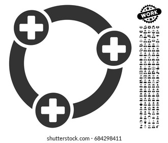 Medical Collaboration Icon With Black Bonus Men Pictures. Medical Collaboration Vector Illustration Style Is A Flat Gray Iconic Symbol For Web Design, App User Interfaces.