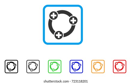 Medical Collaboration Icon. Flat Pictogram Symbol In A Rounded Rectangle. Black, Gray, Green, Blue, Red, Orange Color Additional Versions Of Medical Collaboration Vector. Designed For Web And App UI.