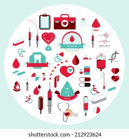 Medical collection icon and artwork flat style. illustration clear vector.