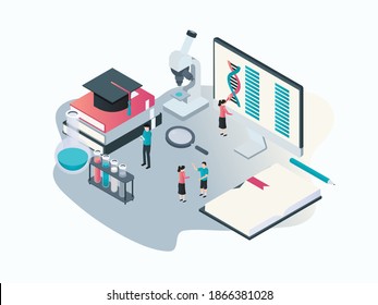 Medical college student isometric 3D vector concept for landing page, template, ui, web, homepage, poster, banner, flyer