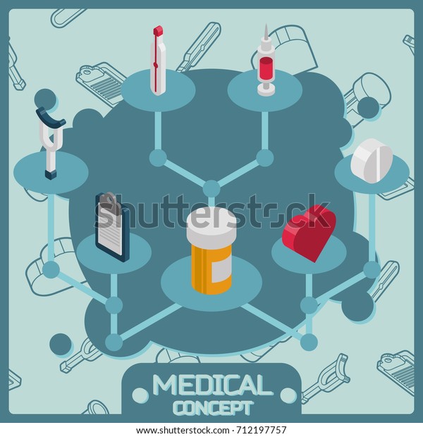 Medical color isometric\
concept icons