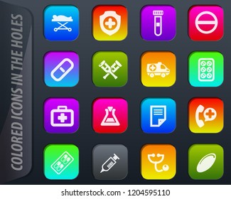 Medical colored icons in the holes easily adapt to any background