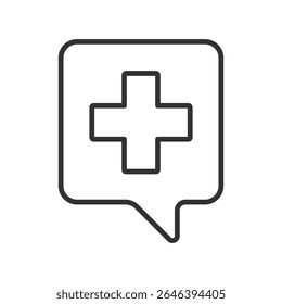 Medical communication, icon in line design. Doctor messaging, health chat, patient, telehealth message, clinical chat on white background vector. Medical communication, editable stroke icon
