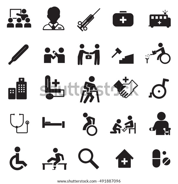 Medical Community Based Rehabilitation Icon Set Stock Vector (Royalty ...