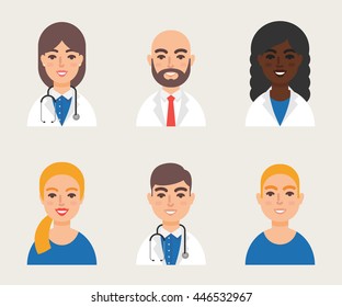 Medical community staff doctors nurses vector illustration