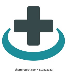 Medical Community vector icon. Style is bicolor flat symbol, soft blue colors, rounded angles, white background.