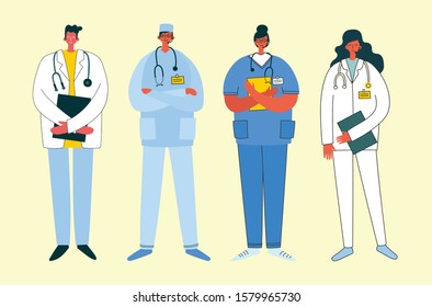 Medical company service Online Doctor concept. Medical modern flat vector concept digital illustration of doctor with headset talking on the phone for a medical consultation.