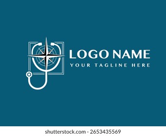Medical Compass Stethoscope Logo Healthcare Navigation and Direction
