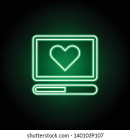 Medical, computer, heart icon in neon style. Element of medicine illustration. Signs and symbols icon can be used for web, logo, mobile app, UI, UX on black background