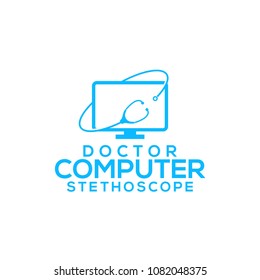 medical computer stethoscope logo vector