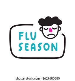 Medical concept about flu season.  Vector hand drawn illustration on white background.