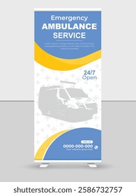 Medical concept ambulance car roll up banner design