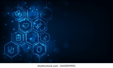 medical concept design hexagones frame geometric bacground
