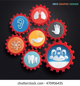 Medical concept design,gear info graphic,vector