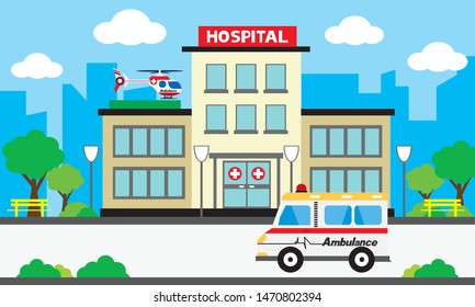 Medical Concept Hospital Buildings Ambulances Smooth Stock Vector 