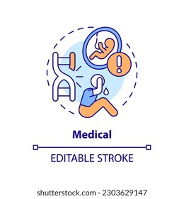 Medical concept icon. Health problem. Medical diagnosis. Childless couple. Child free. Reproductive health abstract idea thin line illustration. Isolated outline drawing. Editable stroke