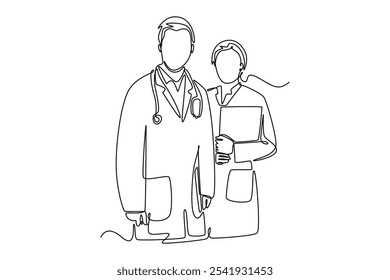 Medical concept. Single line draw design. Full length animation illustration.