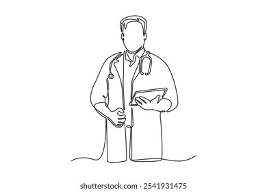 Medical concept. Single line draw design. Full length animation illustration.