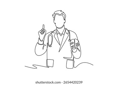 Concepto médico. Diseño de dibujo de línea única. Ilustración gráfica de Vector