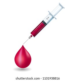 Medical concept. Vector drawn syringe, isolated on white background.