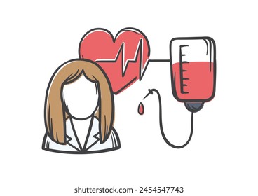 Concepto médico. Vector ilustración editable de donantes, transfusión de sangre, ayuda voluntaria