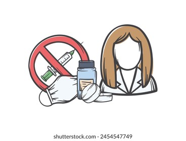 Medizinisches Konzept. Vektorgrafik editierbare Illustration der Ablehnung der Impfung und Prävention von Influenza und Viruserkrankungen