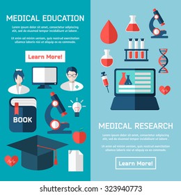 Medical concepts set with laboratory tests, hospitalizations, professional help, computer diagnostics. Medical flat banners set 