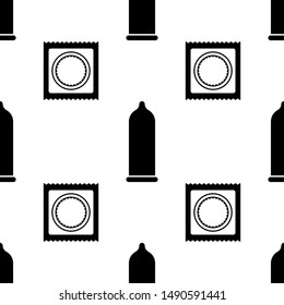 Medical condom icon seamless pattern background. Vector illustration.