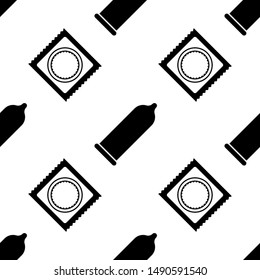 Medical condom icon seamless pattern background. Vector illustration.