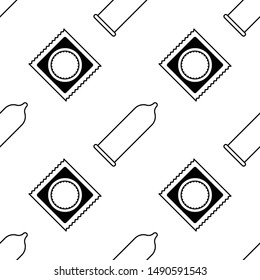 Medical condom icon seamless pattern background. Vector illustration.