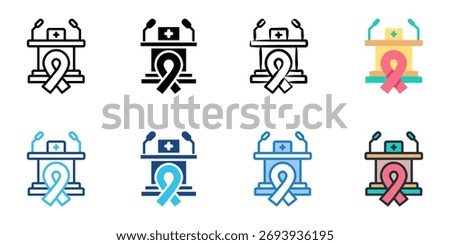 Medical conference icon set multiple style collection 
