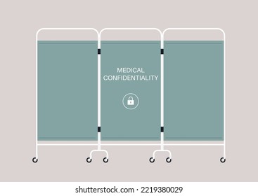 Medical Confidentiality, Private Data Access, A Hospital Screen Partition On Wheels, A Room Divider