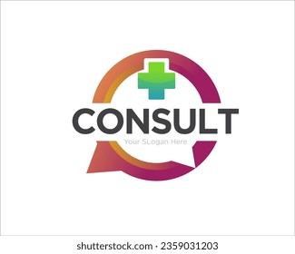 medical consult logo for online service and clinic logo